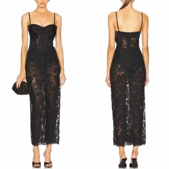 NBD Margaux Maxi Black Dress Lace New with Tags! - Picture 2 of 9